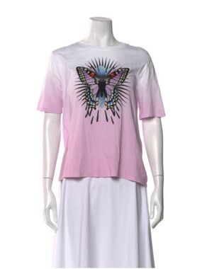 Maje Pink White Embroidered Butterfly Print Short Sleeve T Shirt 1 Small